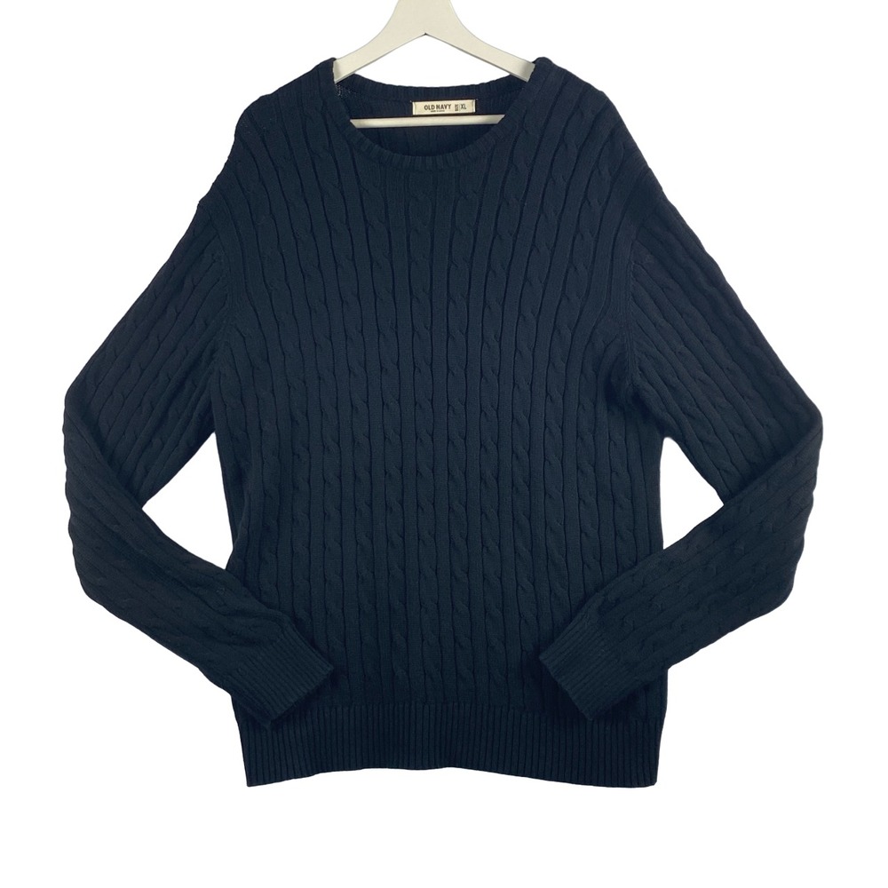 Cable Knit Sweater Mens XL‎ Cotton Crew Neck Old Navy Classic